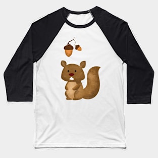 Thanksgiving Chestnut And Squirrel Autumn Woodland Nursery Baseball T-Shirt